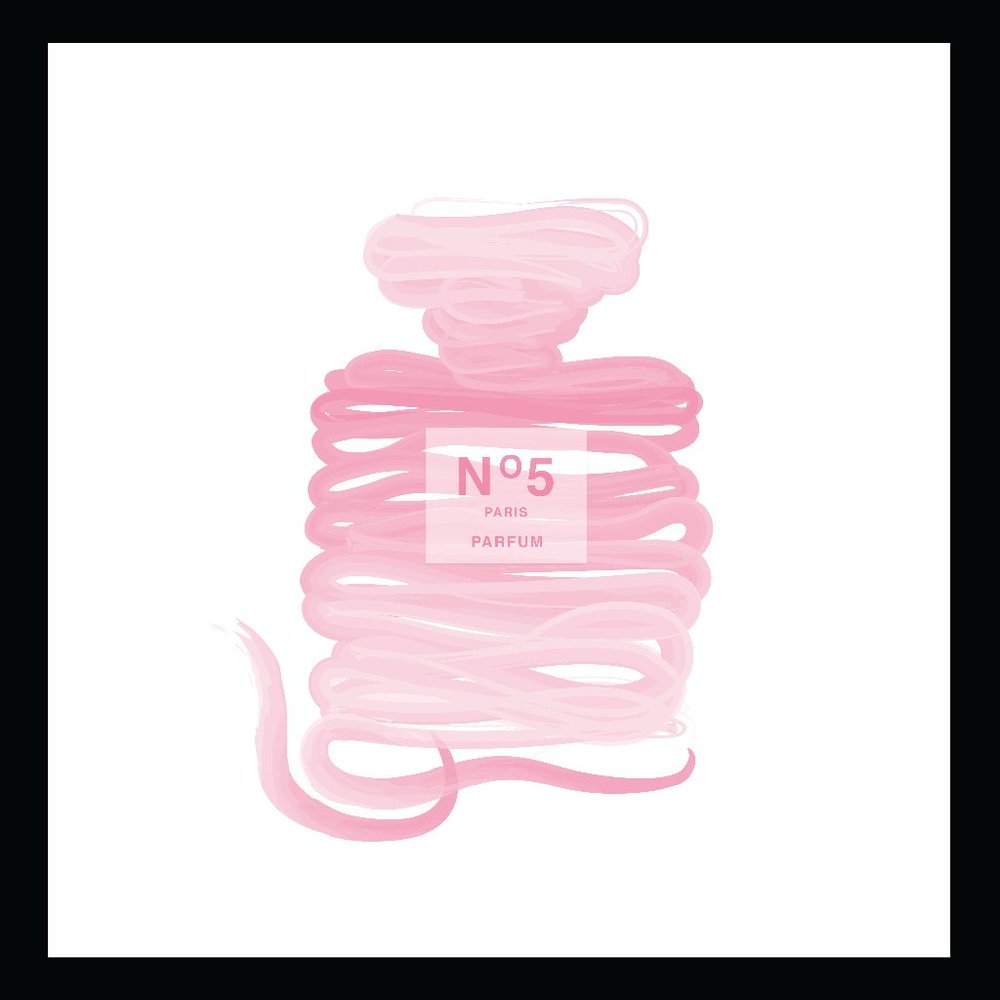 Ribbons original fashion art. Fan art fashion print in custom frame Chanel